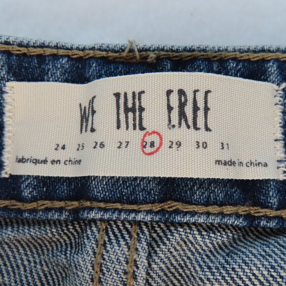We the Free Zip it Up Denim Mini Skirt Distressed Frayed Raw Hem Blue Size 28 - Picture 8 of 12